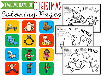 Preview of 12 Days of Christmas Coloring
