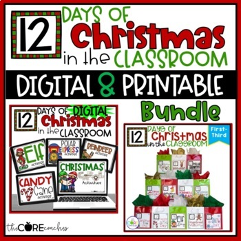 Preview of 12 Days of Christmas Countdown - Christmas Activities Print and Digital