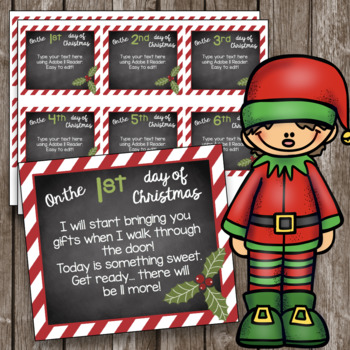 Preview of 12 Days of Christmas EDITABLE Cards - Twelve Days Activities - Poems - Gifts