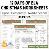 12 Days of Christmas ELA Worksheets | Editable
