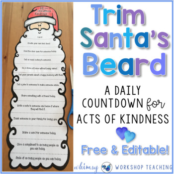 Preview of Trim Santa's Beard Christmas Kindness (Editable)