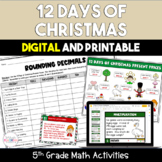 12 Days of Christmas Digital and Printable 5th Grade Math 