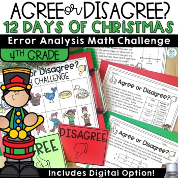 Preview of 12 Days of Christmas Math Word Problems | December Holiday Task Cards 4th Grade