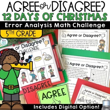 Preview of 12 Days of Christmas Math Word Problems | December Holiday Task Cards 5th Grade