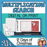 12 Days of Christmas Multiplication Number Search Print or