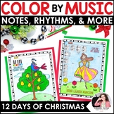 12 Days of Christmas Music Coloring Pages - Notes, Rhythms
