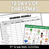 12 Days of Christmas Printable 5th Grade Math Activities