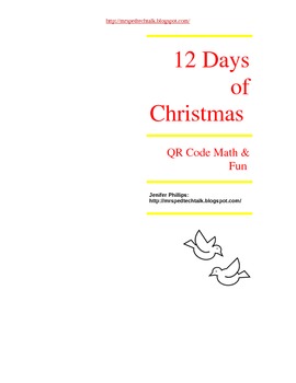 Preview of 12 Days of Christmas: QR Code Math & Fun