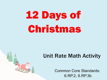 Preview of 12 Days of Christmas Unit Rate Math Activity (SMART Notebook)