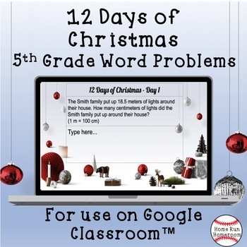Preview of 12 Days of Christmas Word Problems - 5th Grade Math