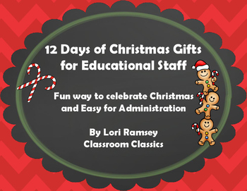 Preview of 12 Days of Christmas poems and gifts for Staff -