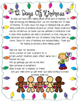 Preview of 12 Days of Kindness Christmas Activity