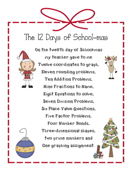 12 Days of School-mas: Math activities/problems by Teaching With Heart ...