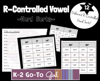 Preview of 12 Different R-Controlled Vowel Sorts