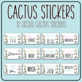 12 Digital Cactus Stickers for Distance Learning - Back to School