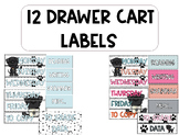 12 Drawer Rolling Cart Labels - Dog Theme
