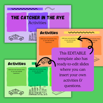 Preview of 12 EDITABLE Catcher in the Rye Activites Including Some with a Modern Twist