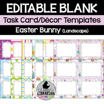 Preview of 12 Easter Bunny Editable Task Cards/Decor Templates PPT or Slides™