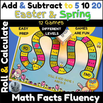 Preview of 12 Easter & Spring Math Games - Add & Subtract Fun for Kindergarten Grades 1 & 2