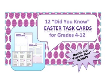 Preview of 12 Easter Task Cards - "Did You Know?" Fun Facts with Self-to-Text Connections