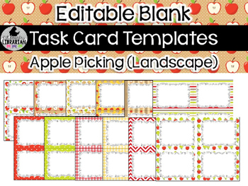 Preview of 12 Editable Task Card Templates Apple Picking (Landscape) PowerPoint