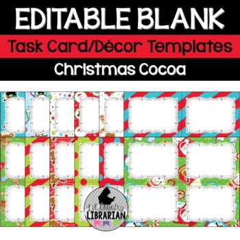 Preview of 12 Editable Christmas Cocoa Task Cards Decor Templates PPT or Slides™