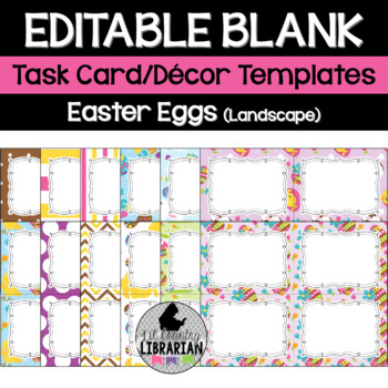Preview of 12 Easter Eggs Editable Task Cards/Decor Templates PPT or Slides™