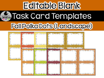 Preview of 8 Editable Task Card Templates Fall Polka Dots (Landscape) PowerPoint