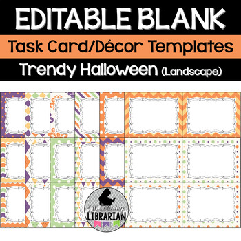 Preview of 12 Trendy Halloween Editable Task Cards Templates PPT or Slides™