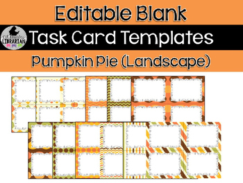 Preview of 12 Editable Task Card Templates Pumpkin Pie Fall (Landscape) PowerPoint