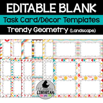 Preview of 12 Trendy Geometry Editable Task Cards/Decor Templates PPT or Slides™