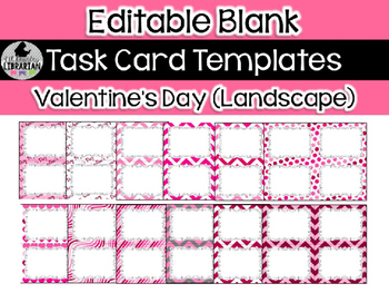 Preview of 12 Editable Task Card Templates Valentine's Day (Landscape) PowerPoint