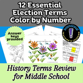 12 Essential Election Terms Color by Number Vocabulary Rev