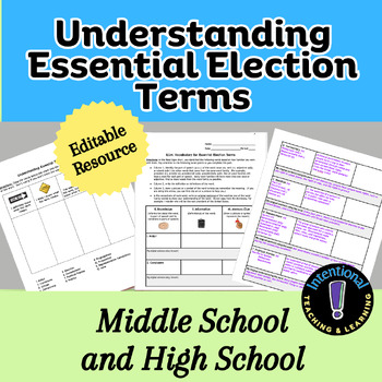 Preview of 12 Essential Election Terms for Middle & High School- Vocabulary Strategies