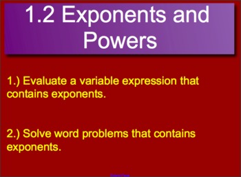 Preview of 1.2 Exponents and Powers