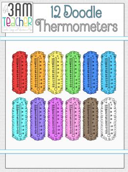 Preview of 12 FREE Colorful Thermometers by The 3AM Teacher!!