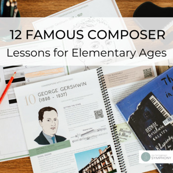 Preview of 12 Famous Composer Lesson Bundle for Elementary Music with Activities and Games