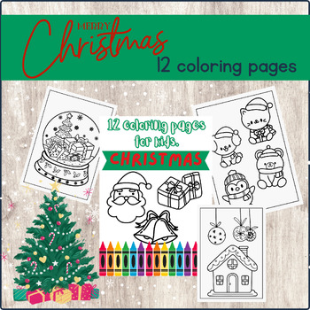 Preview of 12 Festive Coloring Pages - Digital Download