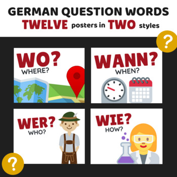 Preview of 12 German Question Word Posters