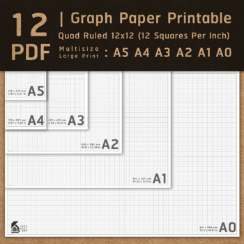 Preview of 12 | Graph Paper Large Printable 12x12 (12 Squares Inch) A5 A4 A3 A2 A1 A0 PDF