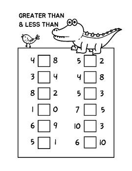 Preview of 12 Greater than, lesser than and equal to printable worksheets for preschoolers