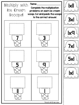 12 ice cream scoop multiplication worksheets 2nd grade 4th grade math