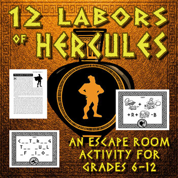 Preview of 12 Labors of Hercules:  Greek Mythology Puzzle and Escape Room Activity