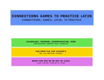 Preview of 12 Latin 4 x 4 Nouns & Adjectives Grouping / Matching Games (Connections)