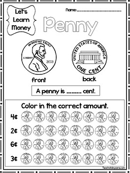 12 lets learn money worksheets preschool 1st grade math by teach at