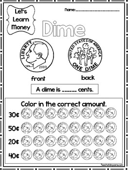 12 lets learn money worksheets preschool 1st grade math by teach at