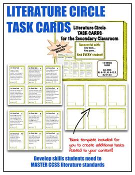 Preview of 12 Literature Circle Task Cards - Any Novel or Story - Spark Critical Thinking