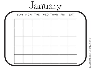 Preview of 12 Month Blank Horizontal Calendar