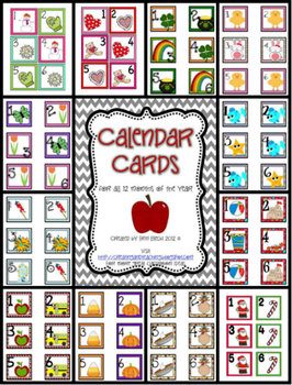 Preview of 12 Month Calendar Cards