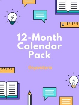 Preview of 12-Month Calendar Pack! Editable! Printable! Make it your own!